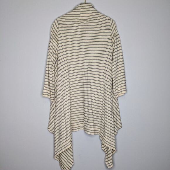 Ioanna Kourbela Ivory Striped Open Front Waterfall Cardigan Size M - Picture 3 of 7